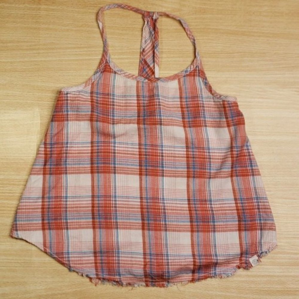 Treasure & Bond  Plaid Distressed Tank Top Small